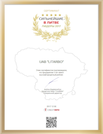 Litarbo Certificate Litarbo Certificate